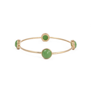 Bracelet minimaliste en prehnite plaqué or, fait main, avec pierre précieuse ronde, pierre de naissance d'août, bijou statement, cadeau pour maman - Product Image 4