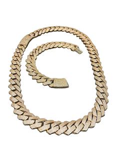 Best Quality Four Row Diamond 925 Silver Cuban Link moissanite <b>Chain</b> Solid Yellow Gold Plated Hip Hop <b>Iced</b> Out Necklace for Men - Product Image 1