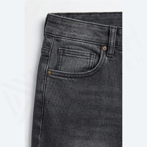 Jean en denim coupe droite délavé foncé pour homme, coupe slim, taille mi-haute, en coton, style décontracté, pantalon d'automne - Product Image 6