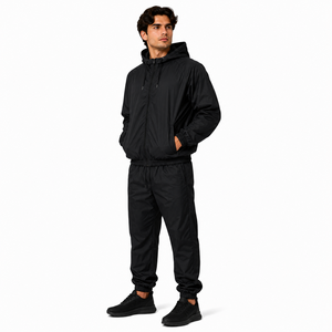 Ensemble de survêtement athlétique pour homme, couleur unie, haute élasticité, respirant, anti-rétrécissement, coupe ample, hiver - Product Image 5