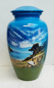 Urna de recuerdo de aluminio personalizada al por mayor, urna de cremación grande para cenizas humanas y de mascotas, suministros funerarios con impresión en ángulo - Product Image 2