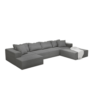 Divano Sezionale Modulare Moderno a L da 335 cm con 6 Cuscini, Chaise Longue Imbottita per Soggiorno, Combinazione Libera - Product Image 4