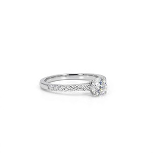 Bague d'anniversaire et de fiançailles en or massif 10K 14K 18K certifiée IGI, diamant de laboratoire rond de couleur DEF, clarté VS VVS - Product Image 4