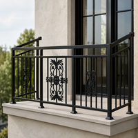 Rampe d'escalier décorative moderne en aluminium noir pour balcon, balustrade à volutes ornées, panneau de sécurité extérieur pour terrasse, véranda, villa