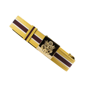 Ceinture tricotée rayée jaune, bordeaux et blanc avec boucle en alliage, en polyester et coton - Product Image 3