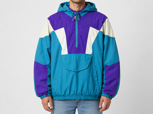 Wholesale Customizable Hooded <b>Racer</b> Starter Windbreaker <b>Jacket</b> Windproof Quarter-Zip Sporty Loose fit custom front back logo - Product Image 5