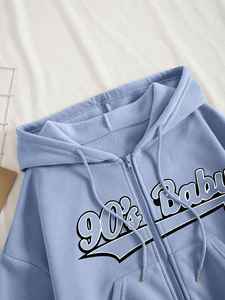 Customizable Lightweight Zip Drawstring Cotton Tracksuit Letter Graphic Thermal <b>Lined</b> Hoodie Shorts <b>Pants</b> Set Winter Hooded - Product Image 3
