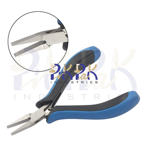 120mm Stainless Steel Flat Nose <b>Plier</b> Ergonomic Black Blue Handles Smooth Jaws Spring Crimping Cutting Fishing OEM Jewelry - Product Image 1