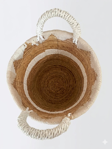 Cesta de Almacenamiento Tejida de Fibra de Plátano Natural ZARA con Asas, Organizador Decorativo Hecho a Mano, Decoración Ecológica para el Hogar, Estilo Rústico - Product Image 3