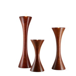 Magnifique ensemble de chandeliers en bois, forme colonne, décoration d'intérieur, design conique, fait main, noyer, chêne, marbre blanc - Product Image 3