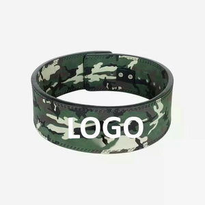 Ceinture de musculation en cuir à motif vert avec levier de réglage rapide et boucle en acier pour maintien sécurisé de la taille - Product Image 2