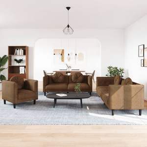 Conjunto de Sofá Rectangular Moderno de Terciopelo Marrón para Sala de Estar con Muchos Asientos - Product Image 3