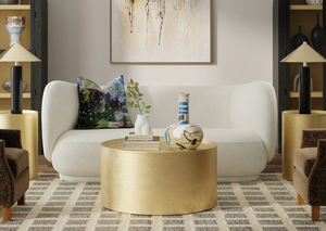 Table basse couleur laiton martelé dessus meubles en métal bon marché abordable vente chaude pour salon look moderne et tendance de l'Inde - Product Image 4