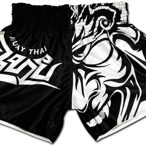 Shorts de Muay Thai de tela satinada ligera, logotipo personalizado, transpirables, para entrenamiento en el gimnasio, cintura elástica, ropa deportiva para hombres y mujeres - Product Image 1