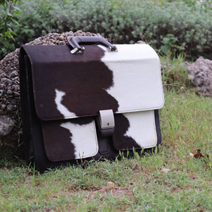Maletín para portátil de piel con múltiples bolsillos y costuras reforzadas, nuevo diseño de moda en piel de vaca con logotipo. - Product Image 1