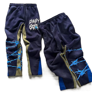 Pantalon de survêtement personnalisé de haute qualité avec motif imprimé en relief, pour hommes et femmes, OEM, bicolore, coupe large, respirant, été-printemps - Product Image 6