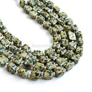 Cuentas facetadas de jaspe dalmático natural en forma de pepita, hilo de 7x9 - 8x11 mm, cuentas sueltas de piedras preciosas de jaspe dalmático para la fabricación de joyas. - Product Image 4
