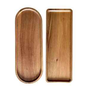 Wholesale Natural Bamboo Wooden <b>Small</b> Custom Serving Tray with Handles Dishwasher <b>Safe</b> Reusable American Style Tableware - Product Image 2