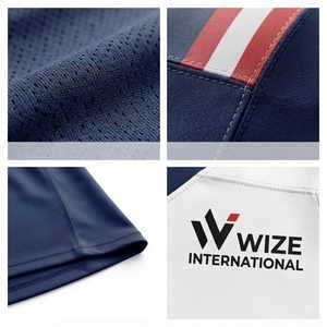 Maillot de football américain WIZE INTERNATIONAL pour homme, manches courtes, col en V, rembourré, ajusté, numéro d'équipe 20, bleu, rouge, blanc - Product Image 5