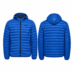 Veste matelassée légère pour homme avec capuche, manteau d'hiver d'extérieur, logo personnalisé, isolée, coupe-vent, décontractée, mode, vente en gros - Product Image 1
