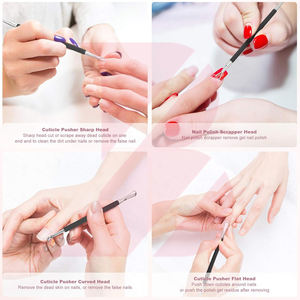 Juego de Empujadores de Cutículas de Acero Inoxidable con Mango Antideslizante Negro, Herramientas Profesionales de Doble Punta para el Cuidado de las Uñas, Venta al Por Mayor - Product Image 2