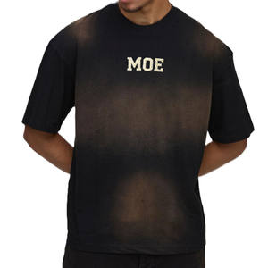 Camiseta de hombre con efecto lavado personalizado, corte regular, algodón, estilo urbano, logotipo bordado, venta al por mayor, OEM, a granel - Product Image 1