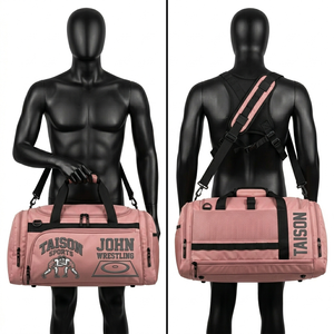 Bolsa Deportiva de Lucha Libre para Hombre, Resistente, de Poliéster, Verde y Negra, con Paneles Laterales de Malla, Impresión por Sublimación, Logotipo Personalizado - Product Image 4