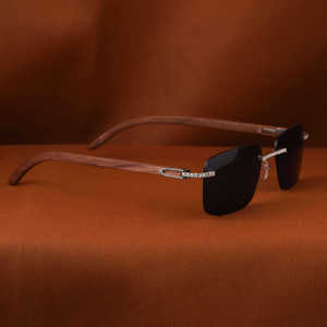 Luxurious Rimless Rectangle <b>Sunglasses</b> With Crystal Temple Accents Unisex Polarized UV400 Protection Adult - Product Image 3