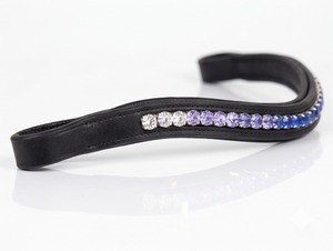 Diadema de Cuero para Caballo FI-BB-2054 con Decoración de Cristales Azules y Morados, Acolchada, Cómoda y Duradera, Accesorio para Equitación Western - Product Image 2