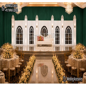 เวทีงานเลี้ยงฉลองสมรสชาวยิวและอินเดีย ดีไซน์หรูหราสไตล์วิคตอเรียนสีขาว ตกแต่งเวทีงานแต่งงานสุดอลังการ ชุดเวทีธีมพระราชวังสุดหรู - Product Image 1