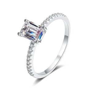 D Color VVS Emerald Cut Moissanite <b>Solitaire</b> IGI Certified Rhodium Plated 925 Sterling <b>Silver</b> 4 Prong Setting Classic Engagement - Product Image 6