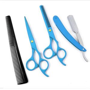 ชุดกรรไกรตัดผมสีน้ำเงินพร้อมกรรไกรซอยและหวีสำหรับใช้ในร้านเสริมสวย - Product Image 6