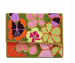 Beaded Floral Clutch Women's Bohemian Party Handbag With Flap Closure Multicolor Pattern Fashion Trend - Product Image 2