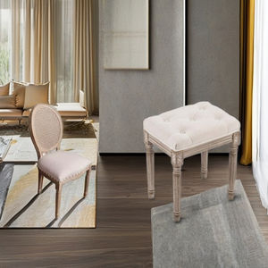 French Modern Fabric Upholstered Vanity <b>chair</b> & Stool Living Room Entryway Bench <b>with</b> Convertible <b>Storage</b> Padded Seat Villa - Product Image 6