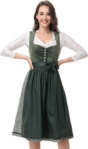 Vestido Dirndl Bávaro para Mujer, Traje Tradicional para el Festival de la Cerveza de Oktoberfest, Delantal de Poliéster, Elegante Estilo Alemán - Product Image 1