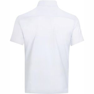 Men's <b>White</b> Short Sleeve Oxford <b>Polo</b> Shirt Casual Style Regular Fit Breathable Solid Color Woven Fabric - Product Image 2
