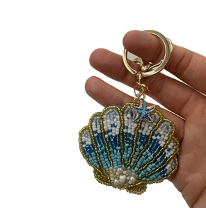 Custom Handmade Seed Beads Embroidery Keyring for <b>Bags</b> and <b>Keys</b> Decorative Glass Seed Bead Keychain with Embroidery Craft Work - Product Image 5