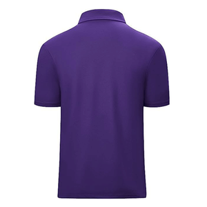เสื้อโปโลผู้ชายคุณภาพสูง ระบายอากาศได้ดี สีพื้น ซับเหงื่อ แห้งไว แขนสั้น สีม่วง สไตล์ลำลอง - Product Image 3