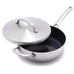 กระทะเหล็กเคลือบกันติด Skies Trader รุ่น Deep Iron Saute Pan พร้อมด้ามจับพลาสติก ความจุ 1-2 ลิตร ใช้ได้กับเตาแก๊สและเตาแม่เหล็กไฟฟ้า เหมาะสำหรับมืออาชีพและเชิงพาณิชย์ - Product Image 1