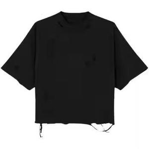OEM Custom Manufacturer Streetwear DTG Distressed Embroidery <b>Tshirt</b> Men Drop Sleeve Oversized T Shirts Boxy Fit Graphic t-shirt - Product Image 1