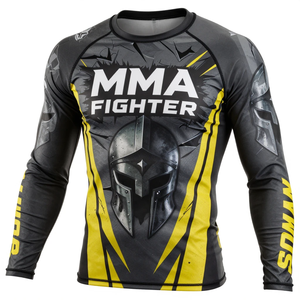 MMA Fighter Long Sleeve Rash Guard <b>Men's</b> Full Sleeve Sublimation Print Rash Guard Quick Dry <b>Compression</b> <b>Shirt</b> Rash Guard - Product Image 1