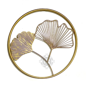 Juego de 3 Adornos Metálicos de Pared con Hojas de Ginkgo Doradas, Decoración Redonda de Hierro para Colgar en la Sala de Estar, Pasillo, Dormitorio y Decoración del Hogar. - Product Image 5
