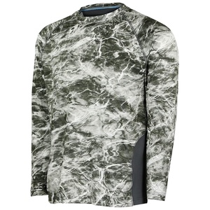 Men's Long Sleeve Hunting Shirt Blue Water Print Moisture-Wicking Polyester Summer Outdoor Top - Product Image 3