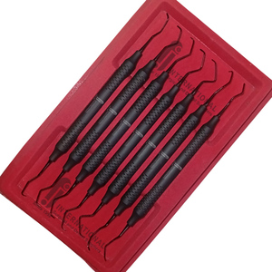 Instrumental Dental de Periodoncia, Curetas Gracey Profesionales de Acero Inoxidable Alemán, 7 Piezas, Agarre Ergonómico Manual, Recubrimiento de Color Negro - Product Image 3