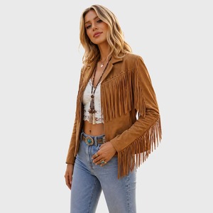 Chaqueta de cuero para mujer, diseño personalizado, calidad premium, precio competitivo, talla adulta, con flecos, estilo western. - Product Image 1