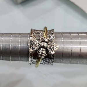 Honey <b>Bee</b> Spinner Ring 925 Sterling Silver Handmade Fidget Thumb Ring For Unisex Elegant Wedding or Party <b>Gift</b> - Product Image 3