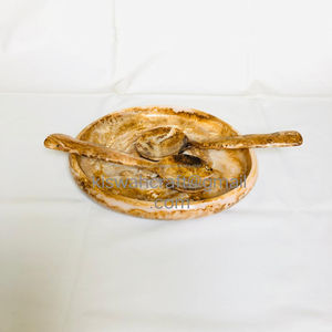 Servidor de ensalada de resina hecho a mano Frutero Diseño clásico único Plato grande Color de malaquita Pieza de declaración para fiestas - Product Image 6