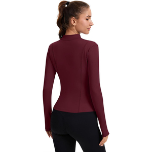 <b>Women's</b> Thermal Yoga Jacket Lightweight Fleece Lined Skinny Fit Zip Up Cold Studio Workout Warm Up Layer - Product Image 5