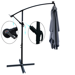 Ombrellone Rettangolare 2x3M da Esterno con Luci LED Solari, Impermeabile, 6 Stecche, con Manovella e Base a Croce, Parasole da Mercato - Product Image 6