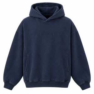 Custom Heavyweight Acid Washed <b>Navy</b> Oversized Hoodie Embroidery <b>Men</b> Streetwear OEM Private Label Cotton <b>Fleece</b> Supplier - Product Image 2